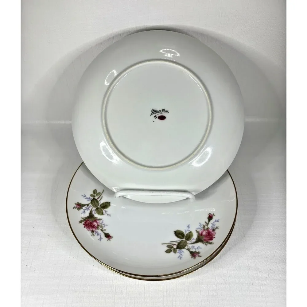 Sango 1960s Moss Rose Salad Plates Shabby Decor Cottage Made in Japan Vintage